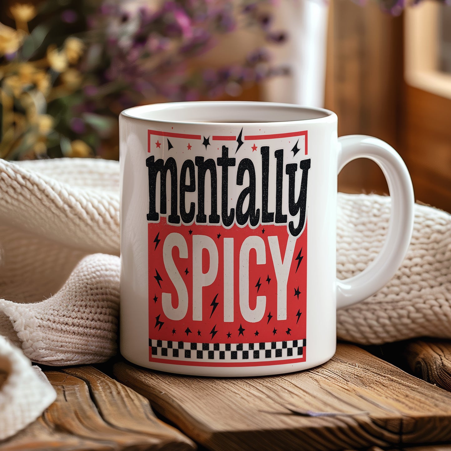 Hrnek s vtipným nápisem – mentally SPICY