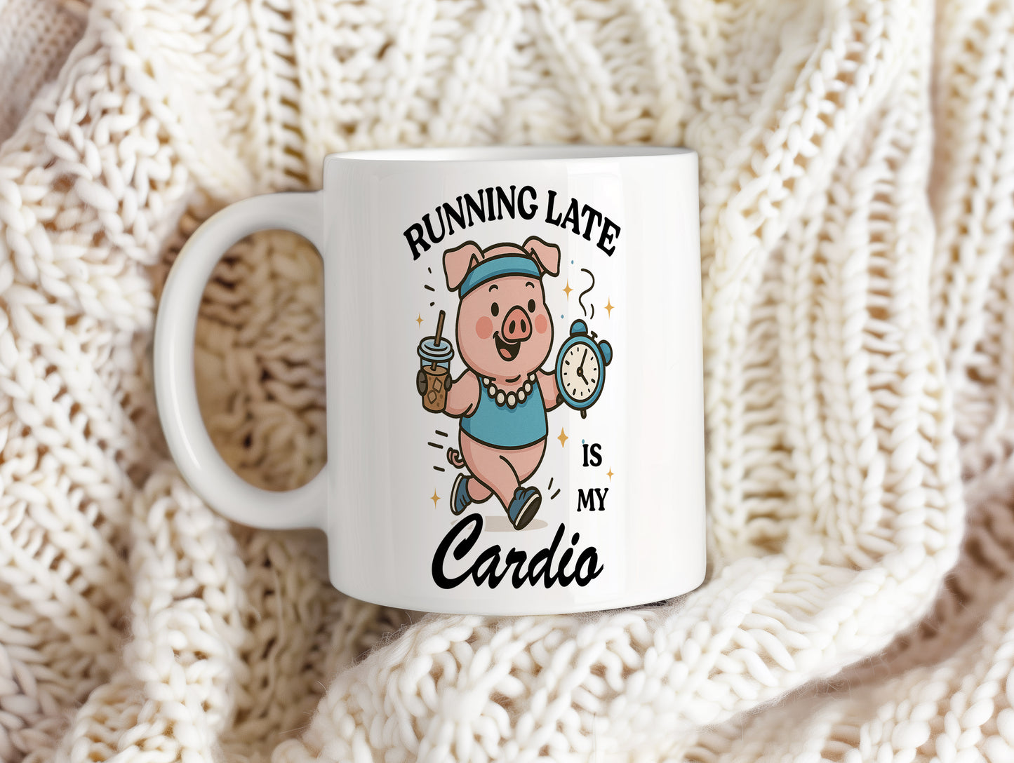 Hrnek s vtipným nápisem – Running Late