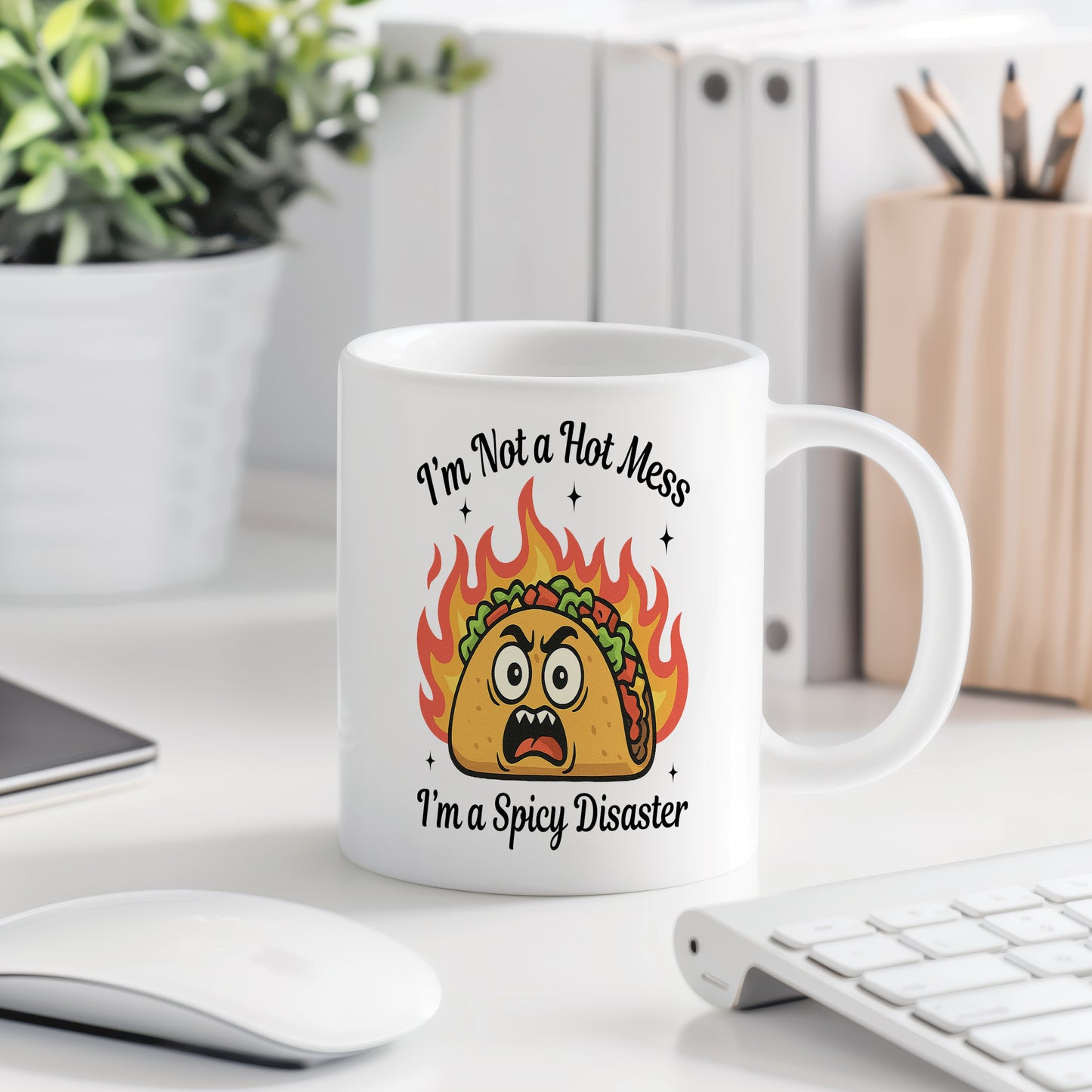Hrnek s vtipným nápisem – Spicy Disaster
