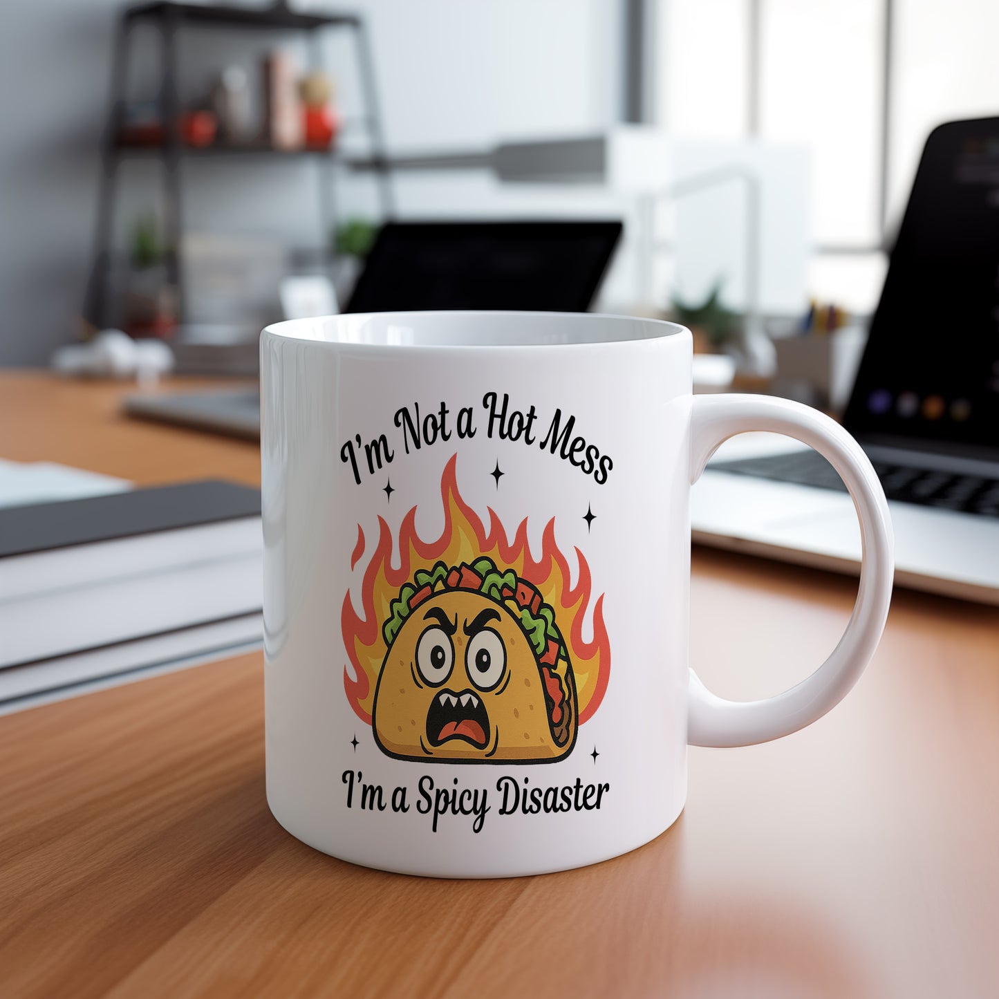 Hrnek s vtipným nápisem – Spicy Disaster