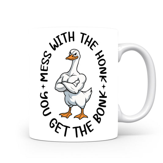 Hrnek s vtipným nápisem – MESS WITH THE HONK