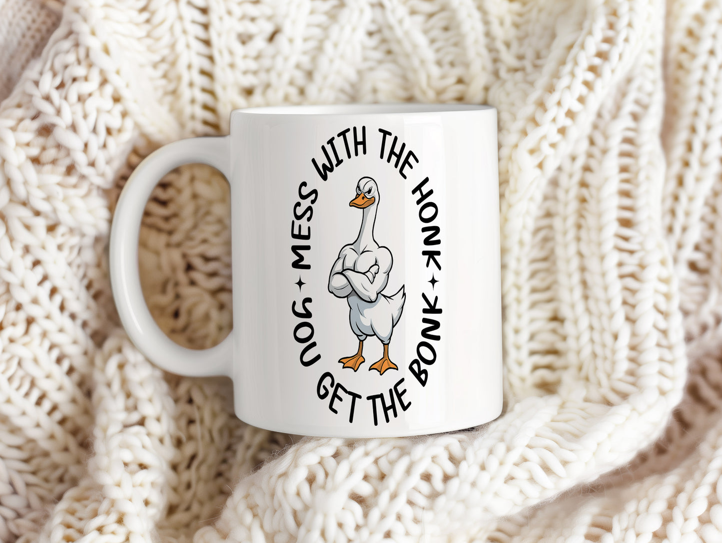 Hrnek s vtipným nápisem – MESS WITH THE HONK