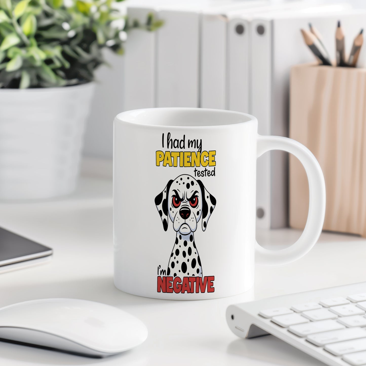 Hrnek s vtipným nápisem – PATIENCE tested
