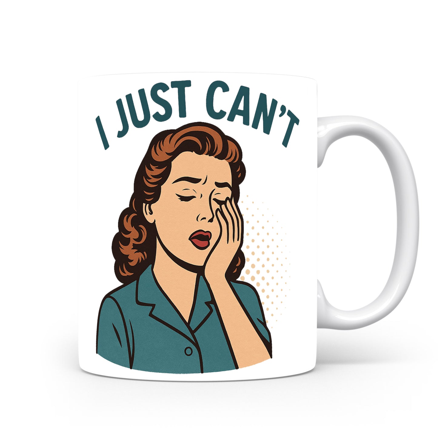 Hrnek s vtipným nápisem – I JUST CAN'T