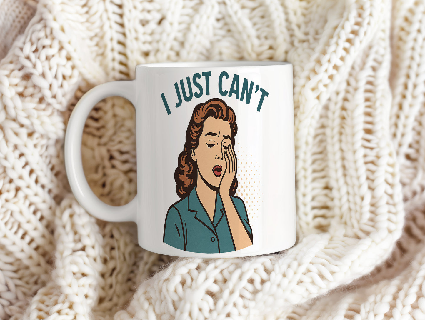 Hrnek s vtipným nápisem – I JUST CAN'T