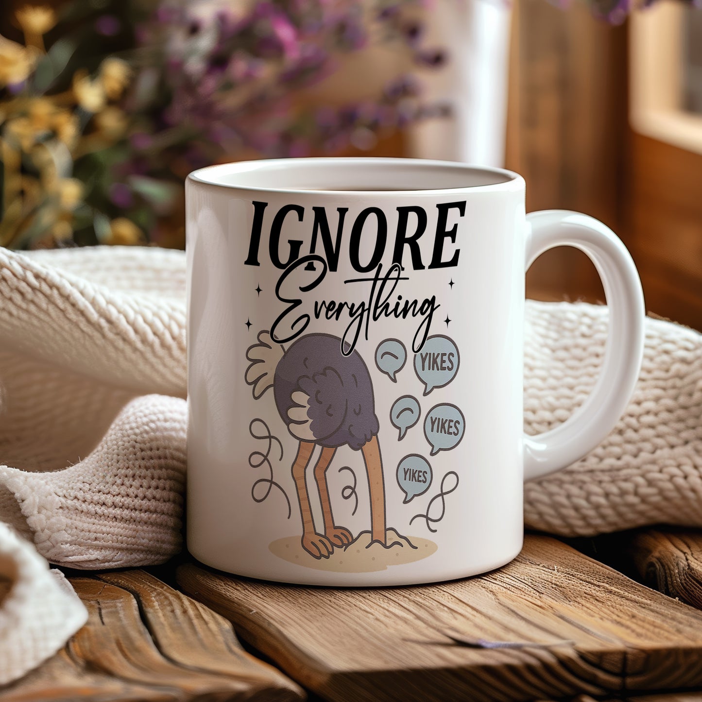 Hrnek s vtipným nápisem – IGNORE Everything