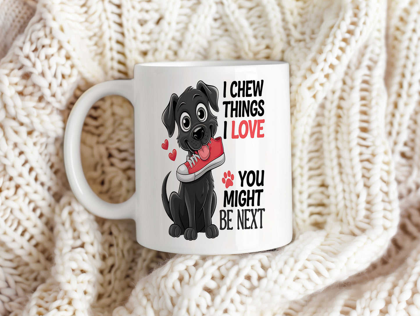 Hrnek s vtipným nápisem – I CHEW THINGS