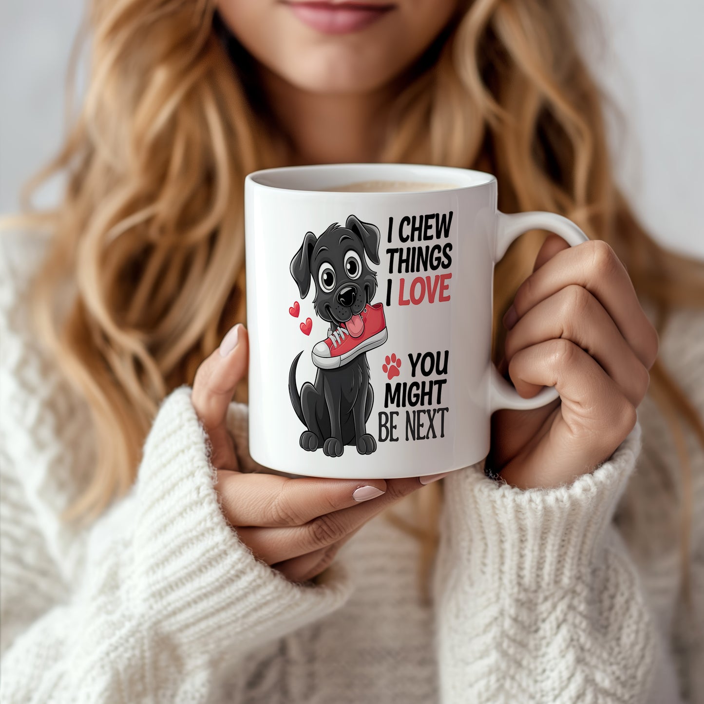 Hrnek s vtipným nápisem – I CHEW THINGS