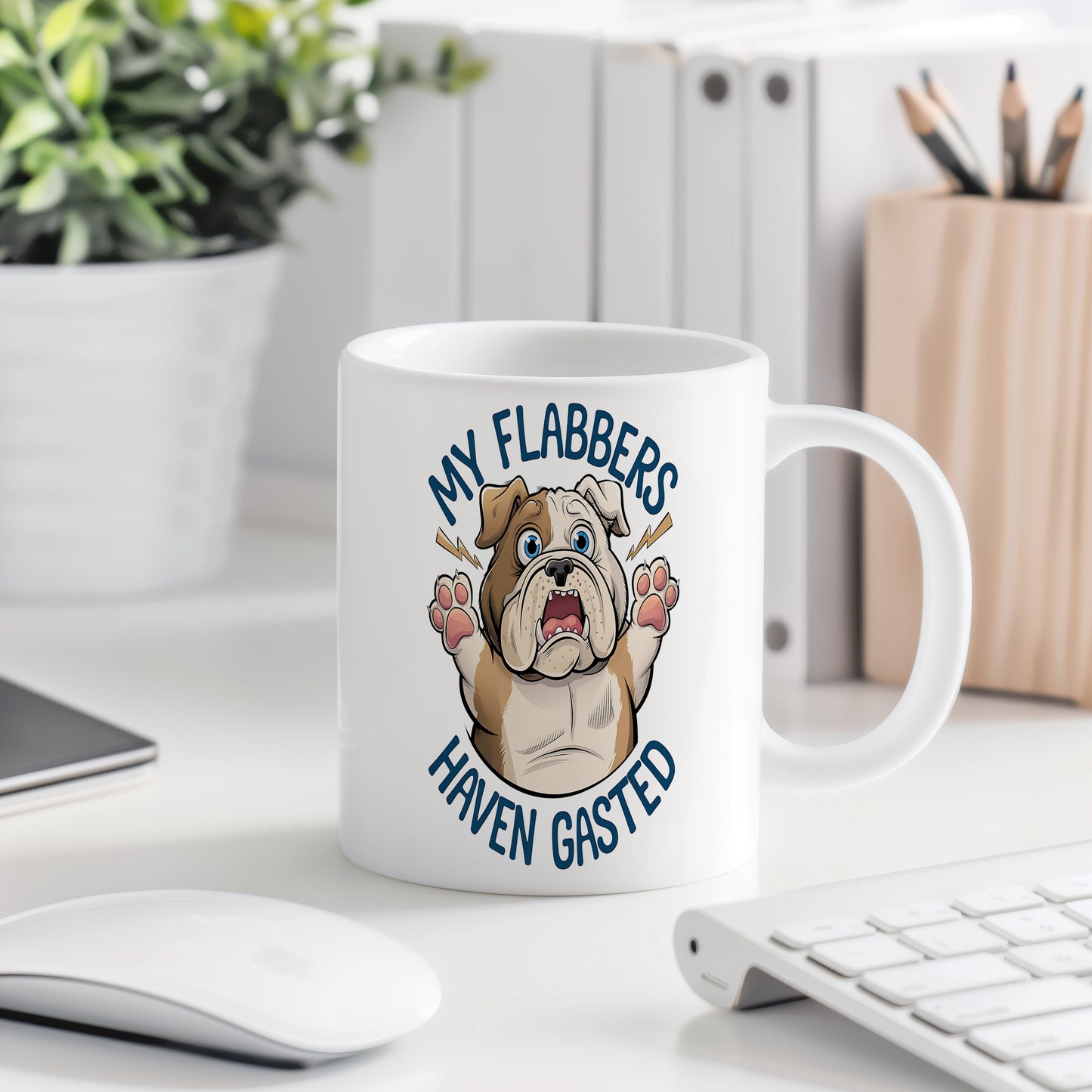 Hrnek s vtipným nápisem – My Flabbers – humorný motiv