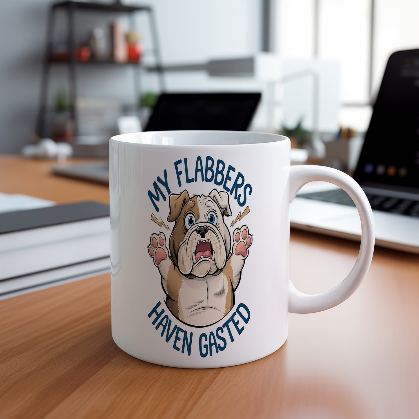 Hrnek s vtipným nápisem – My Flabbers – humorný motiv
