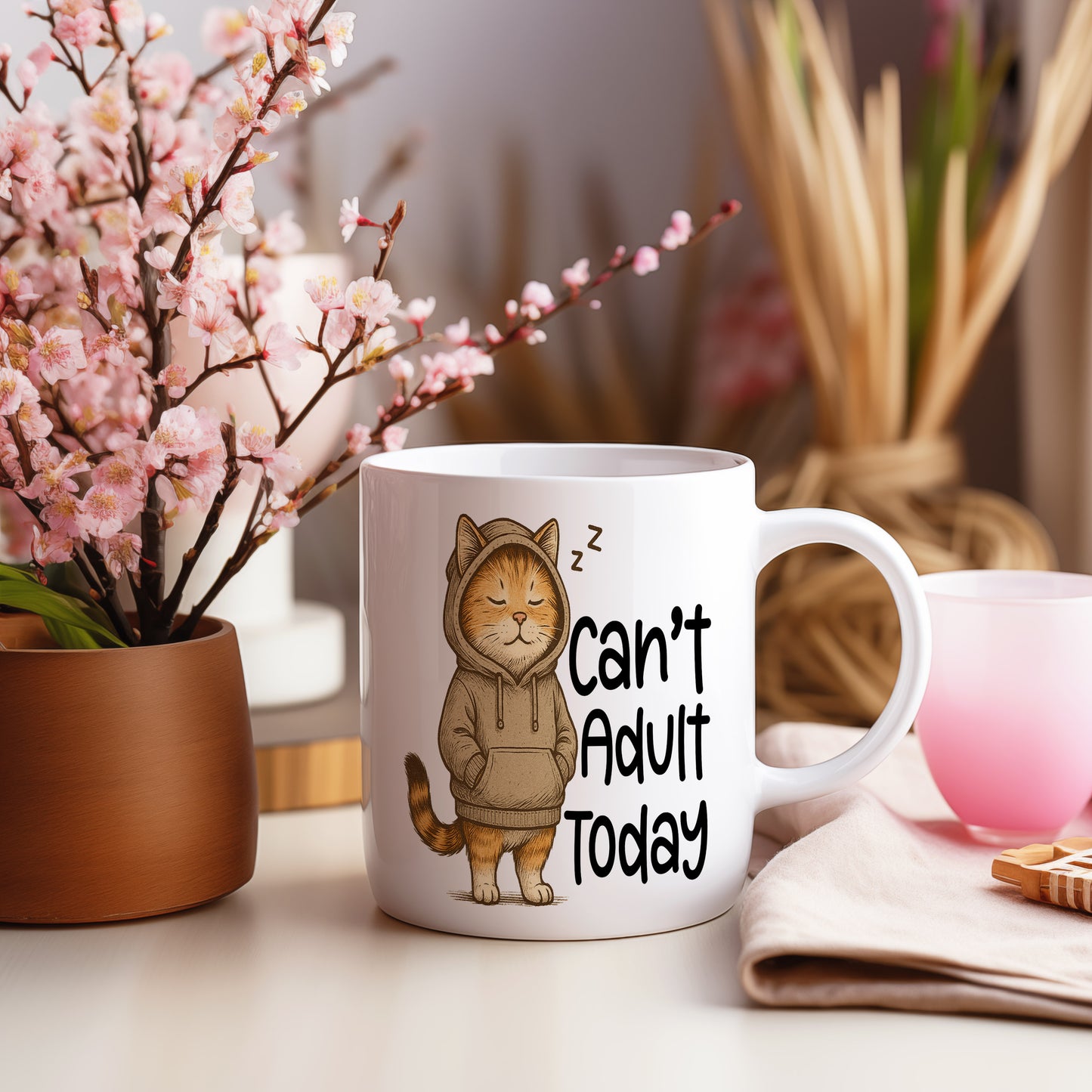 Hrnek s vtipným nápisem – Can't Adult