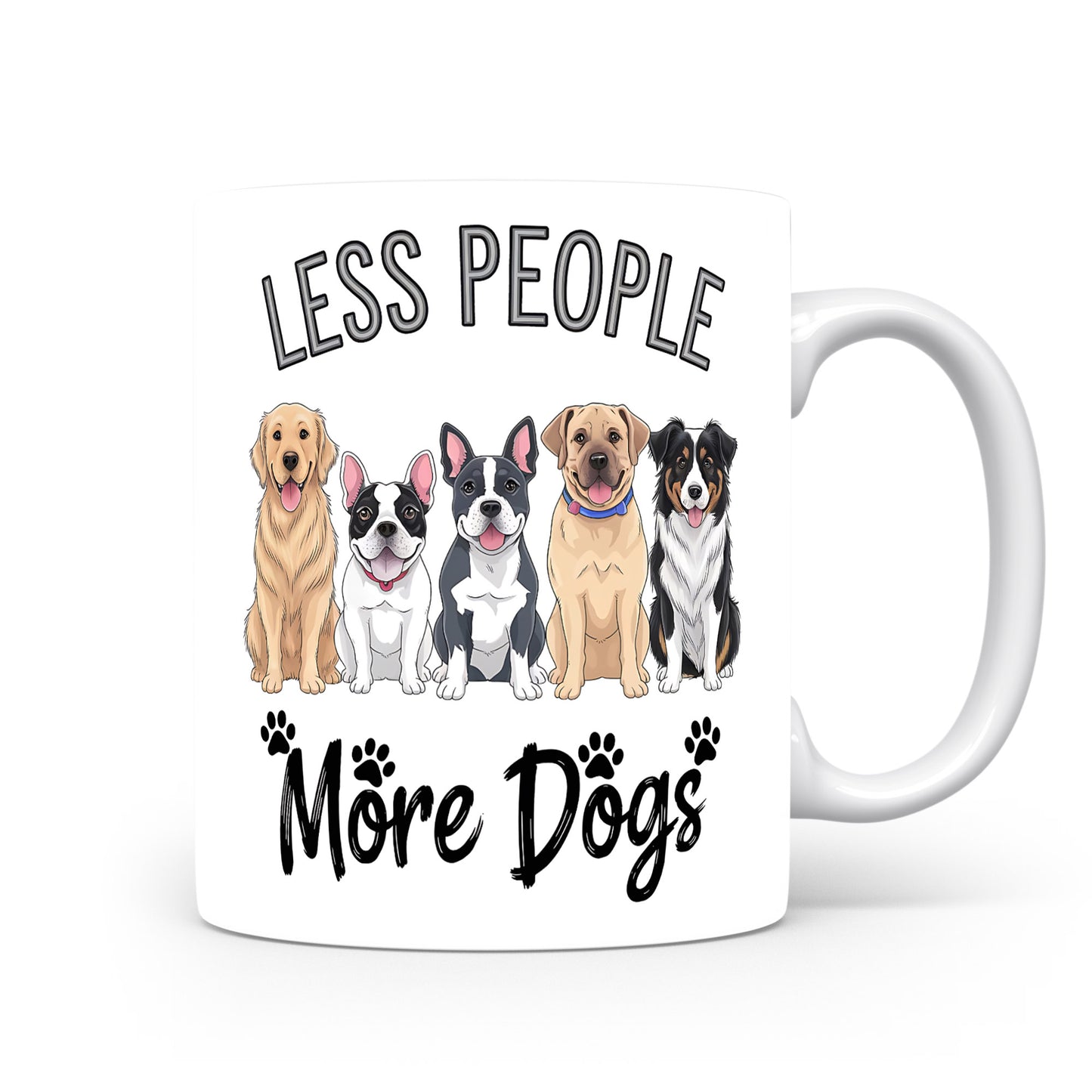 Hrnek s vtipným nápisem – LESS PEOPLE – psí motiv