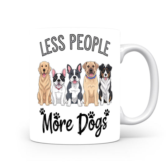 Hrnek s vtipným nápisem – LESS PEOPLE – psí motiv