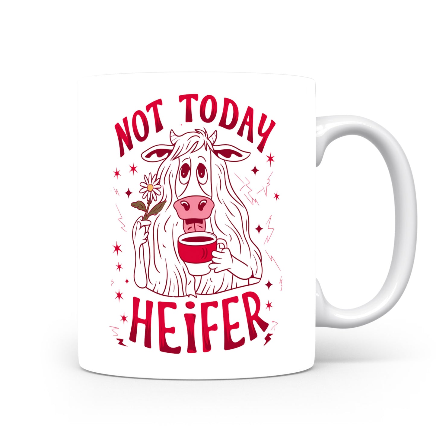 Hrnek s vtipným nápisem – Not Today – červený motiv