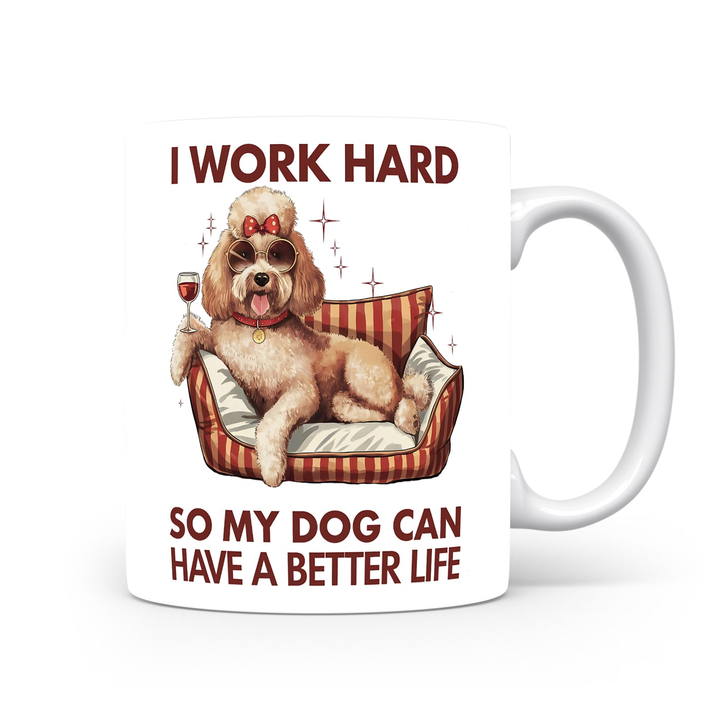 Hrnek s vtipným nápisem – I WORK HARD