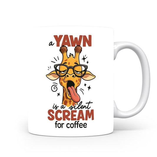 Hrnek s vtipným nápisem – YAWN is a silent SCREAM