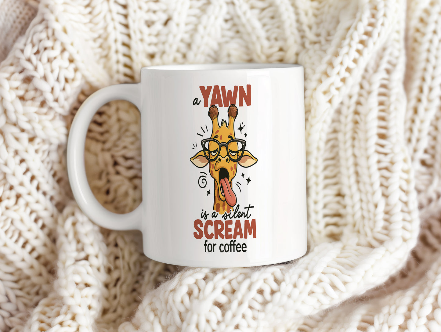 Hrnek s vtipným nápisem – YAWN is a silent SCREAM