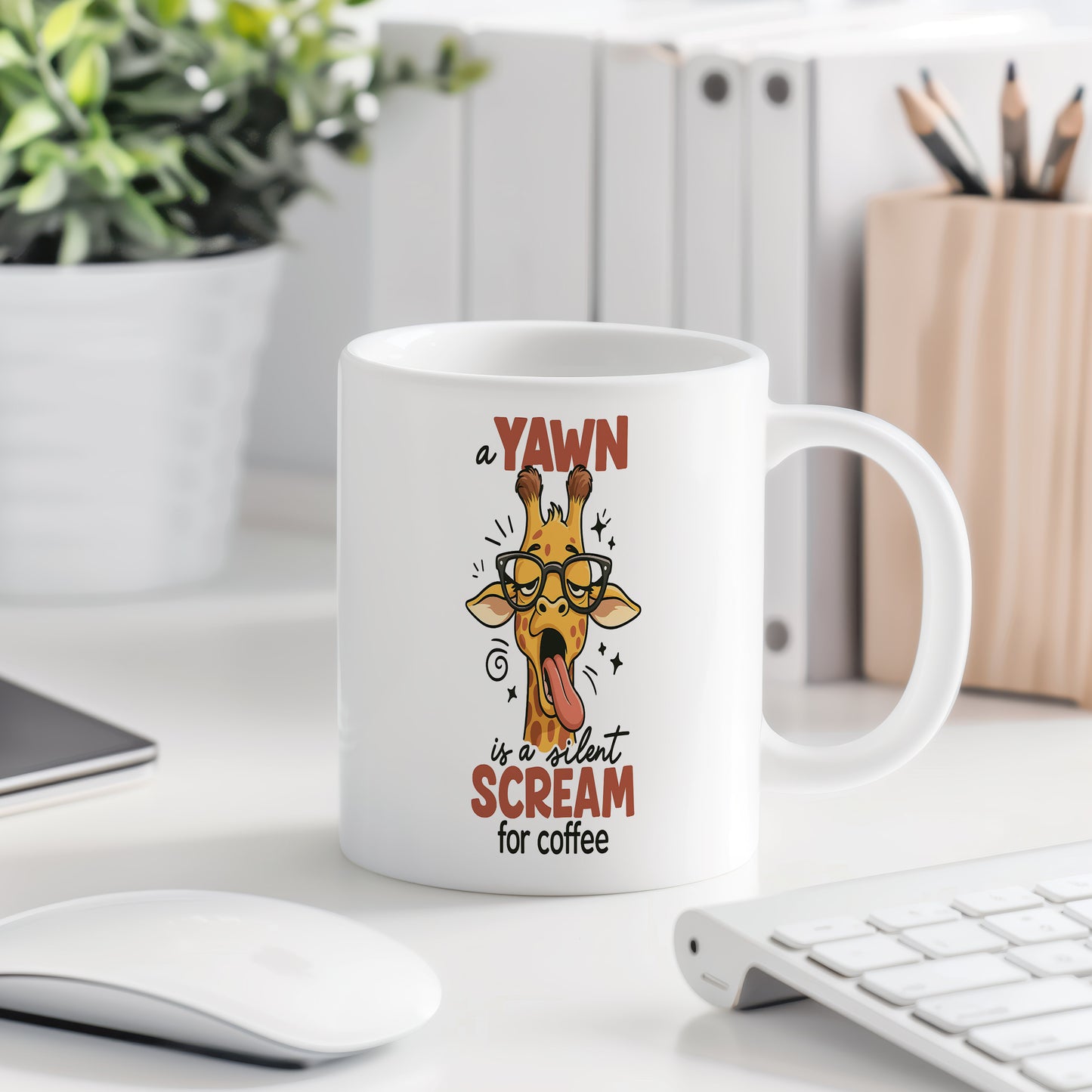 Hrnek s vtipným nápisem – YAWN is a silent SCREAM