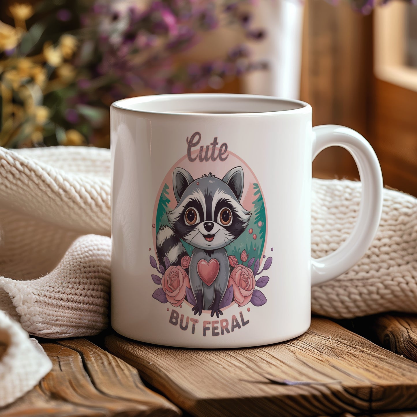 Hrnek s vtipným nápisem – Cute but Feral