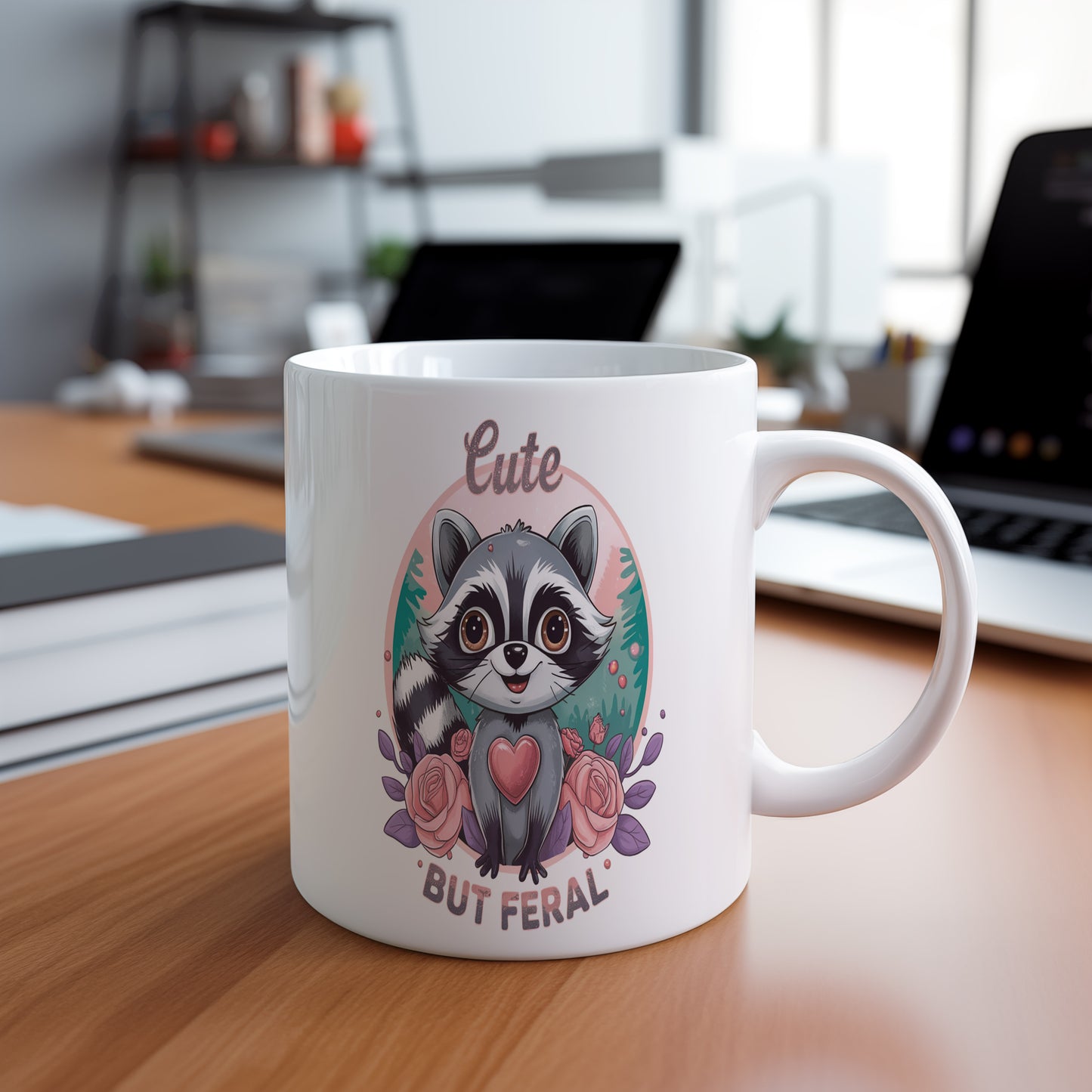 Hrnek s vtipným nápisem – Cute but Feral