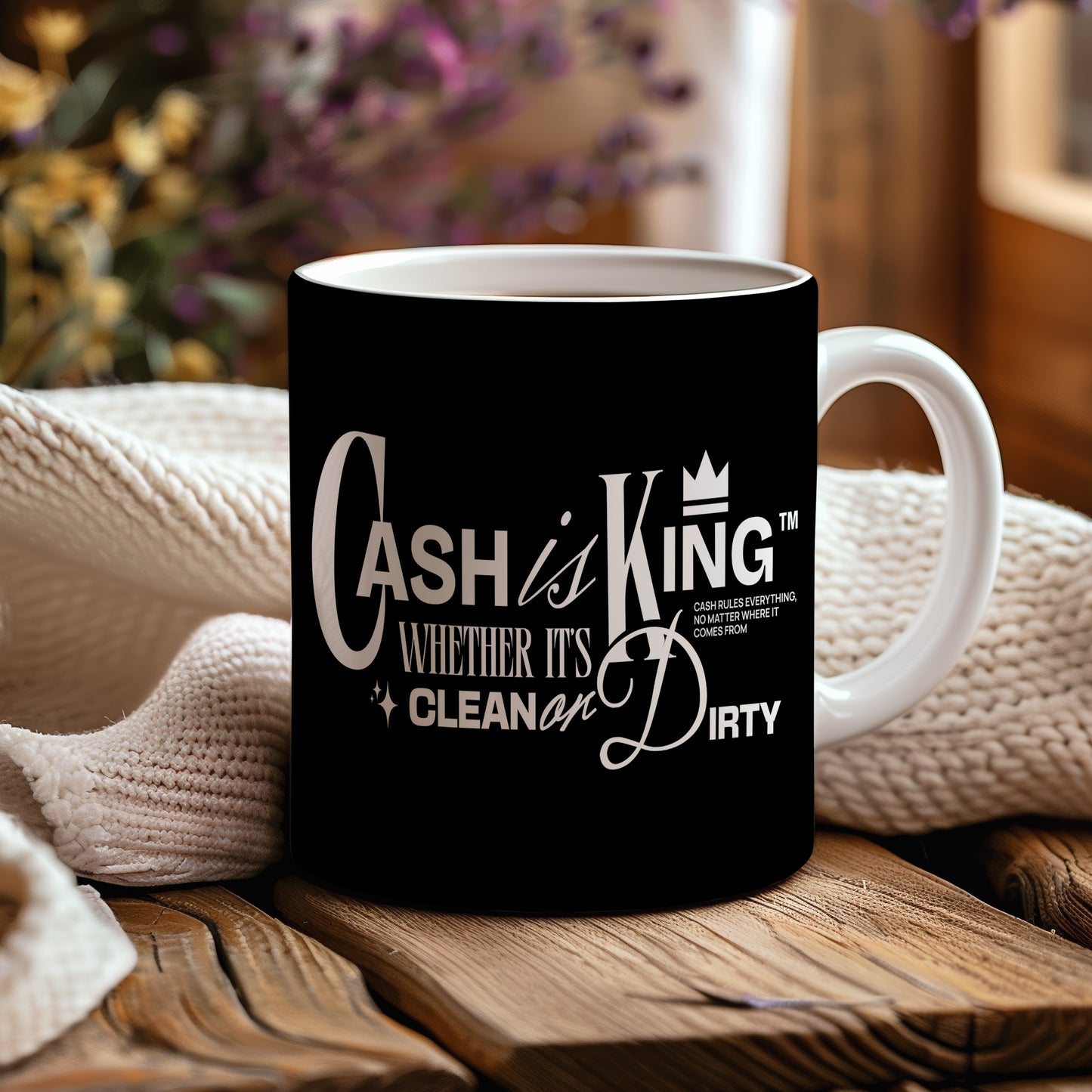 Hrnek s motivačním citátem – Cash is King