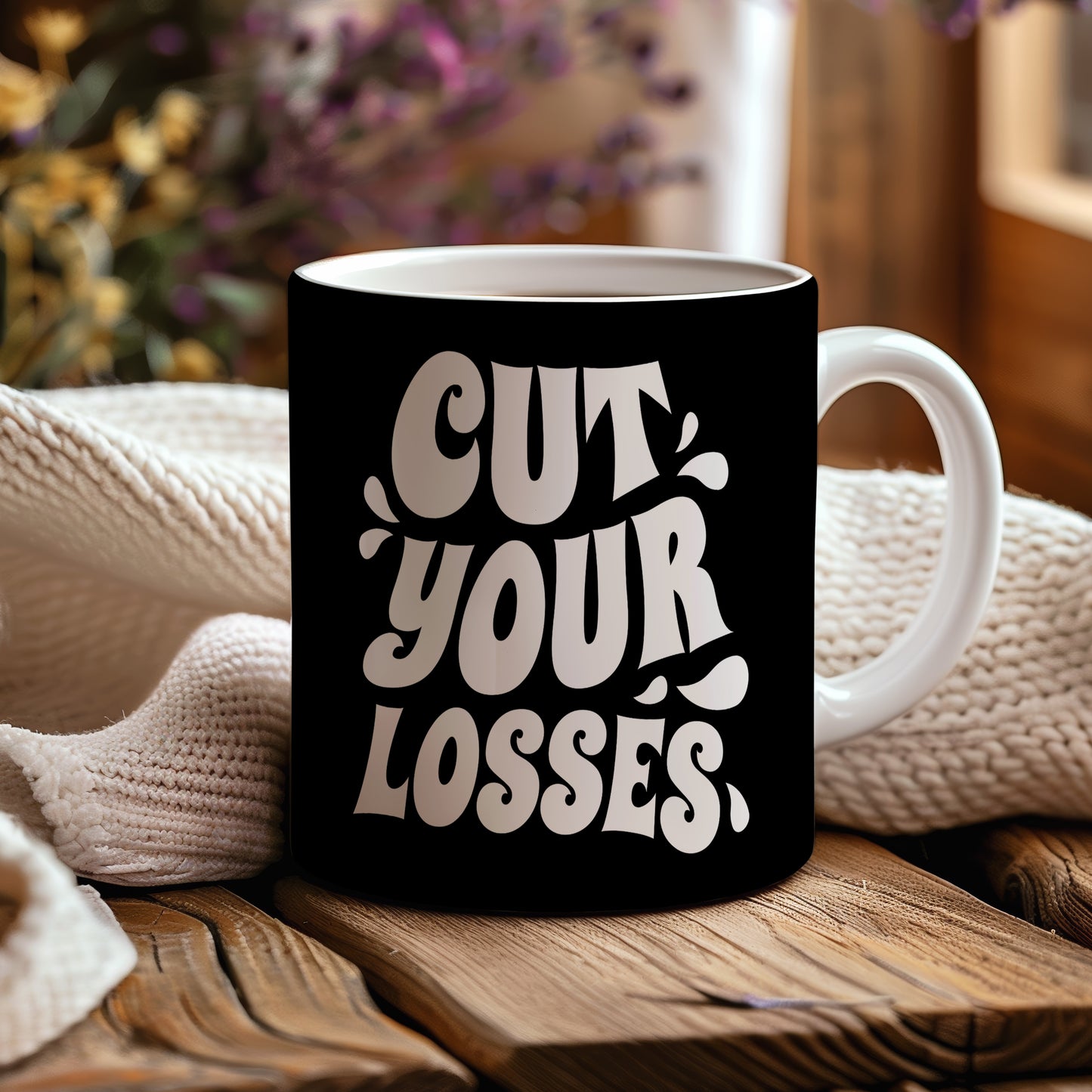 Hrnek s motivačním citátem – Cut Your Losses