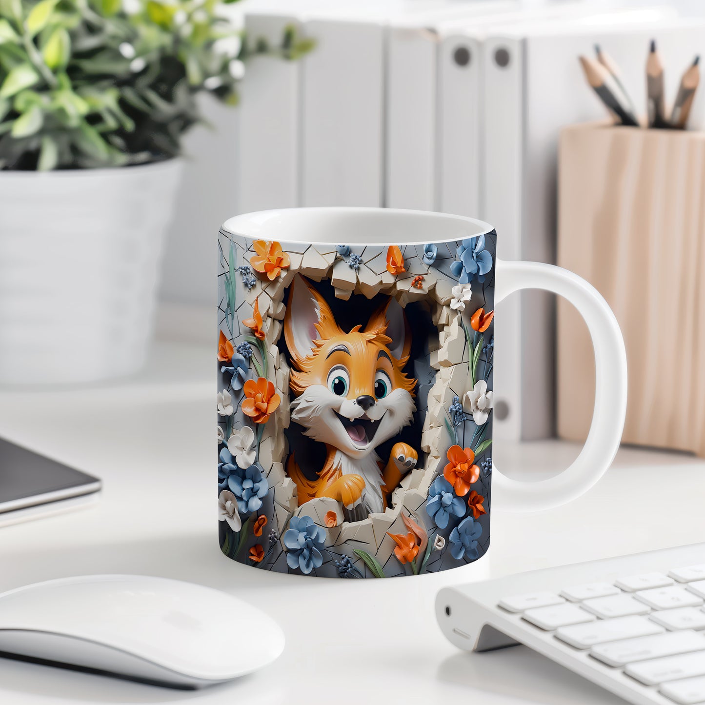 Hrnek s roztomilým lišákem a 3D efektem
