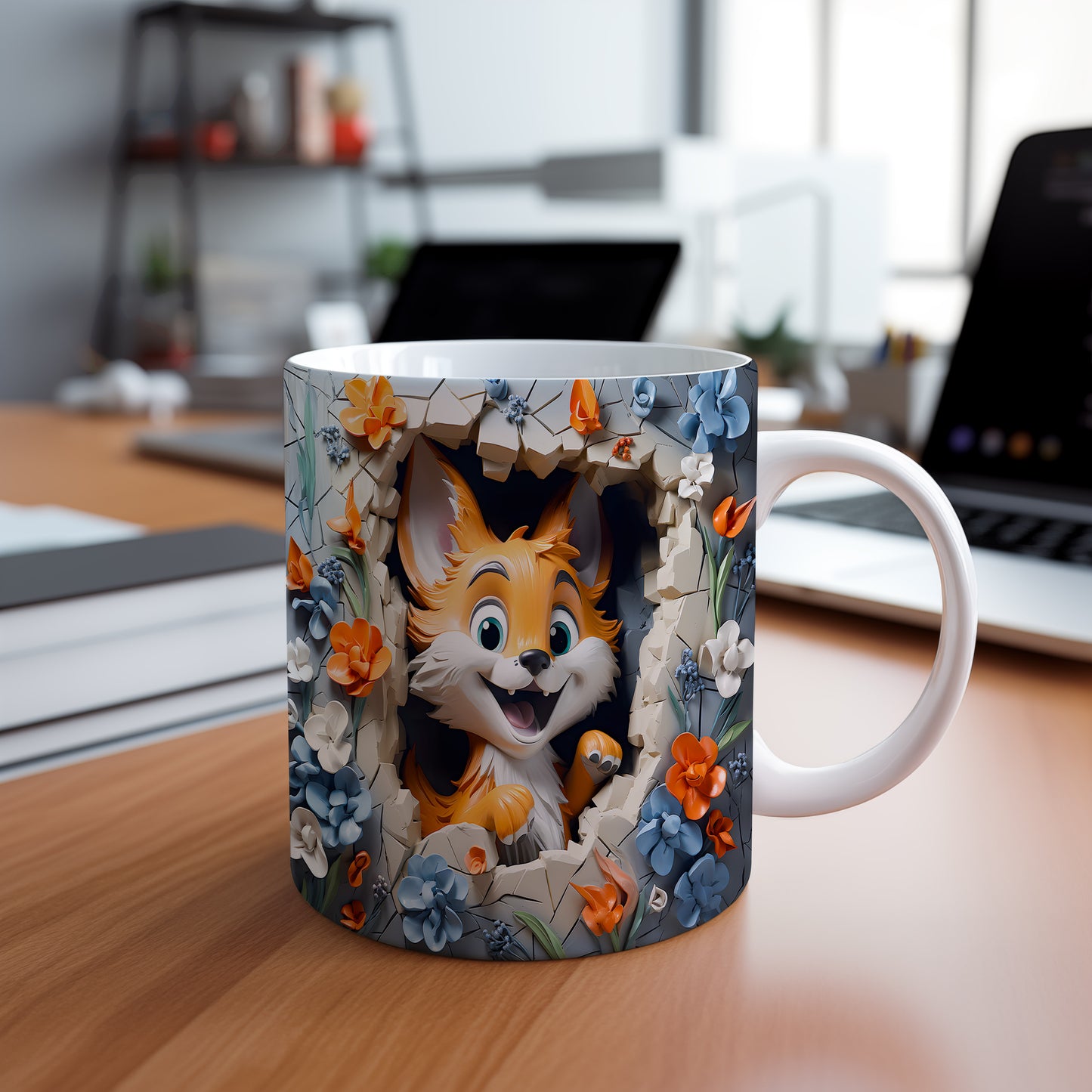 Hrnek s roztomilým lišákem a 3D efektem
