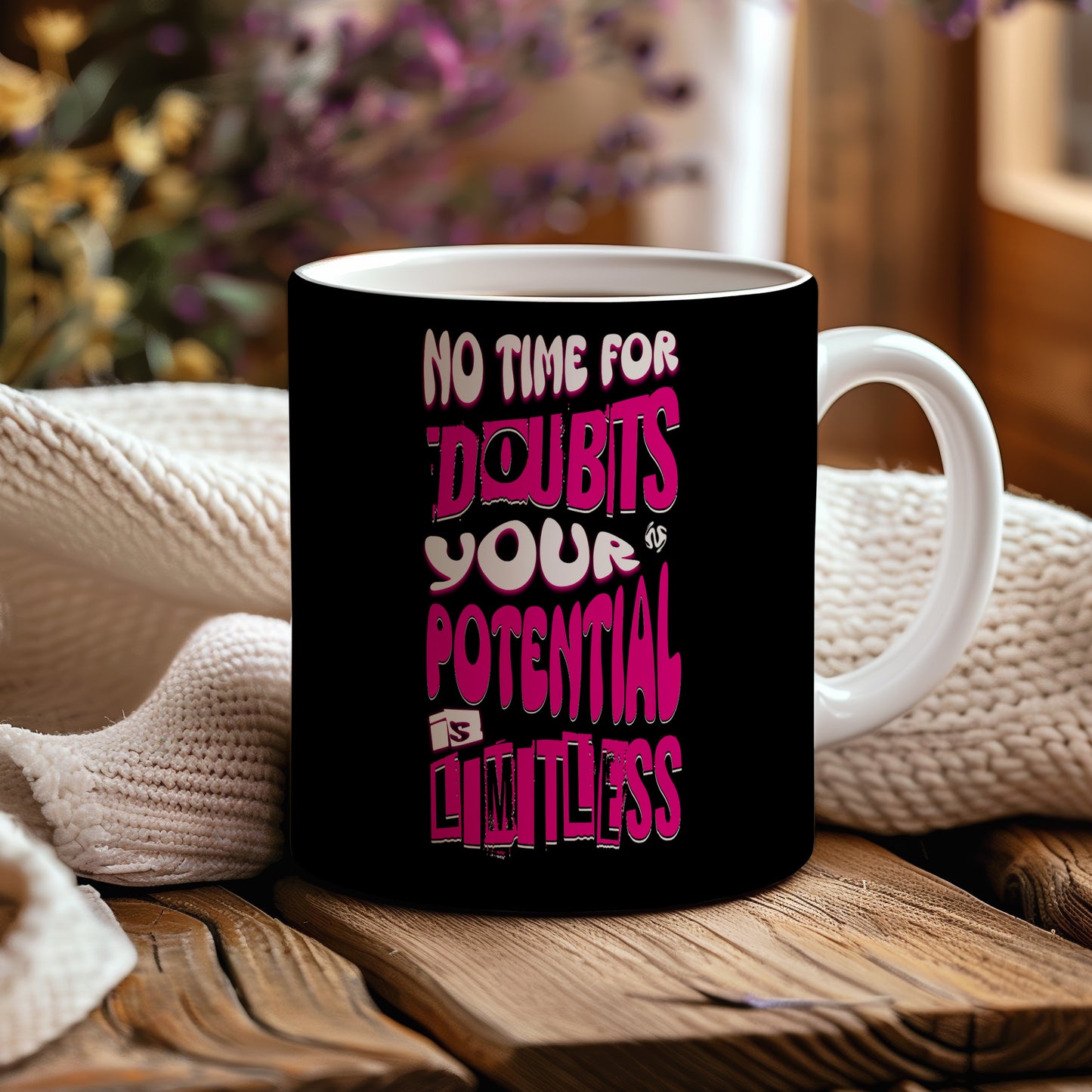 Hrnek s motivačním citátem – No Time for Doubts