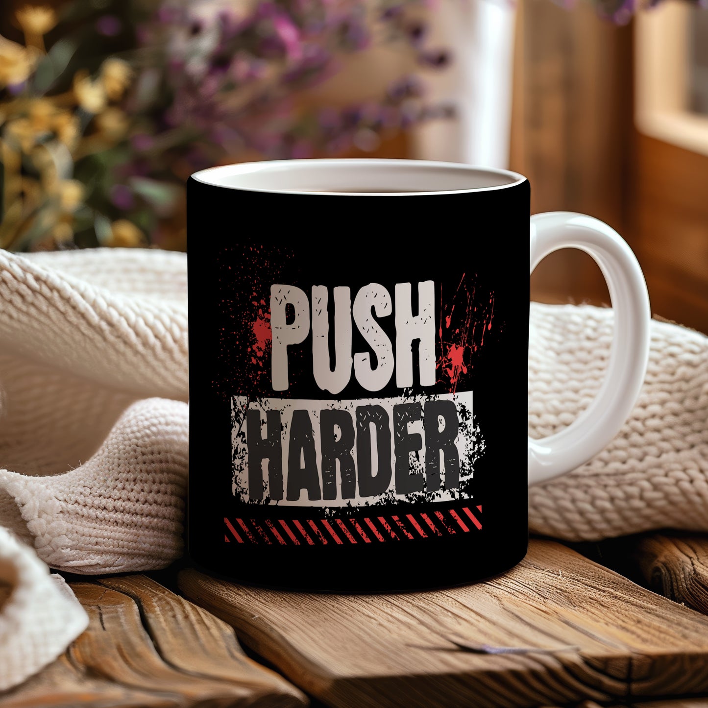 Hrnek s motivačním citátem – Push Harder