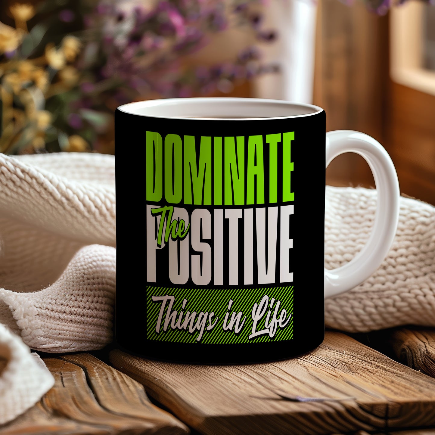 Hrnek s motivačním citátem – Dominate the Positive