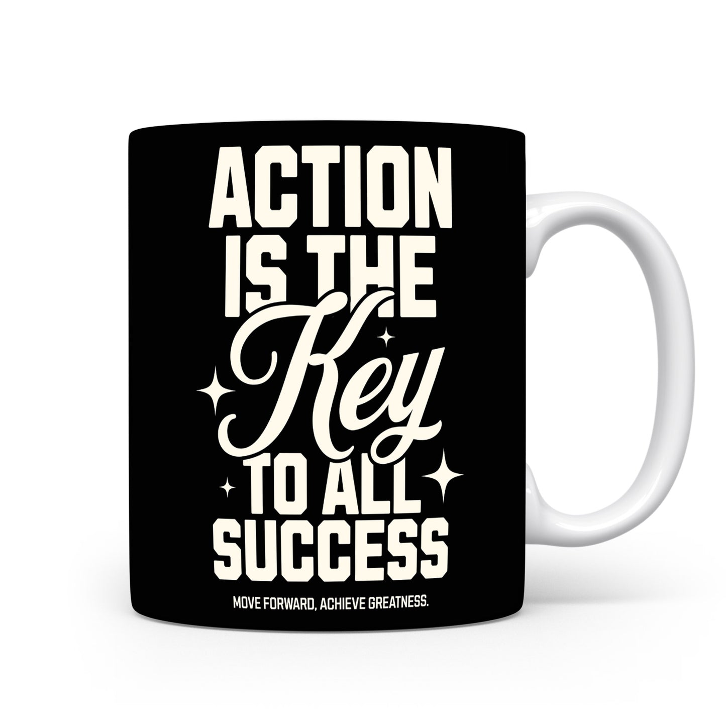 Hrnek s motivačním citátem – Action is the Key