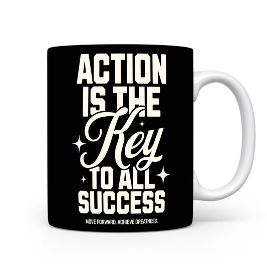 Hrnek s motivačním citátem – Action is the Key