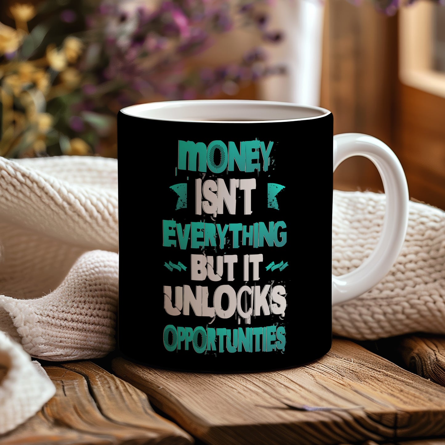 Hrnek s motivačním citátem – Money Isn't Everything