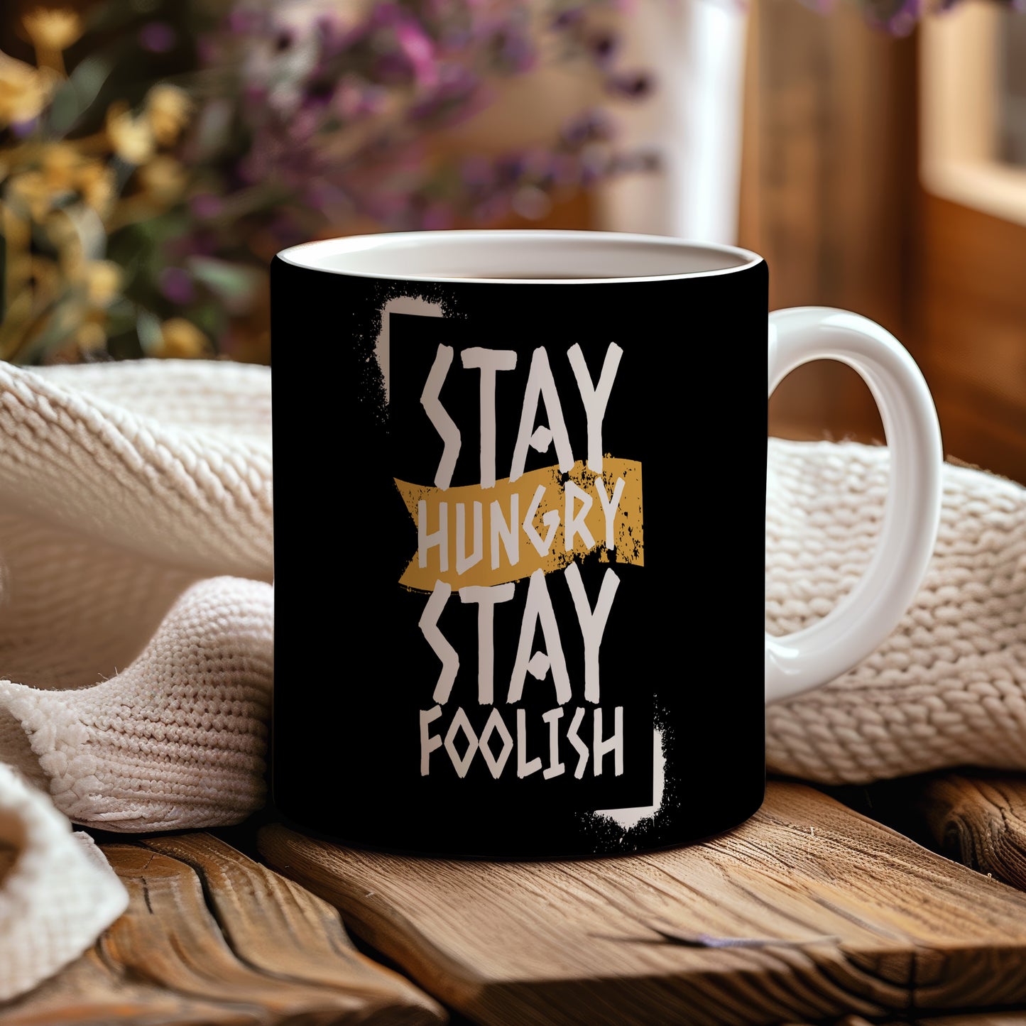 Hrnek s motivačním citátem – Stay Hungry