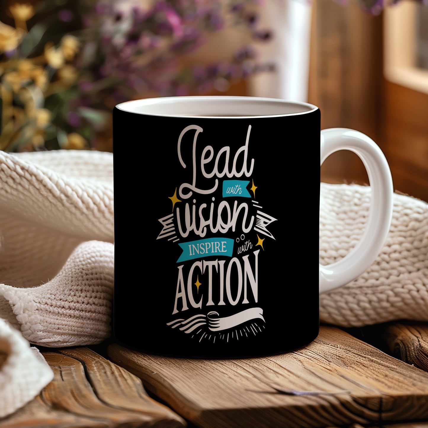 Hrnek s motivačním citátem – Lead with Vision