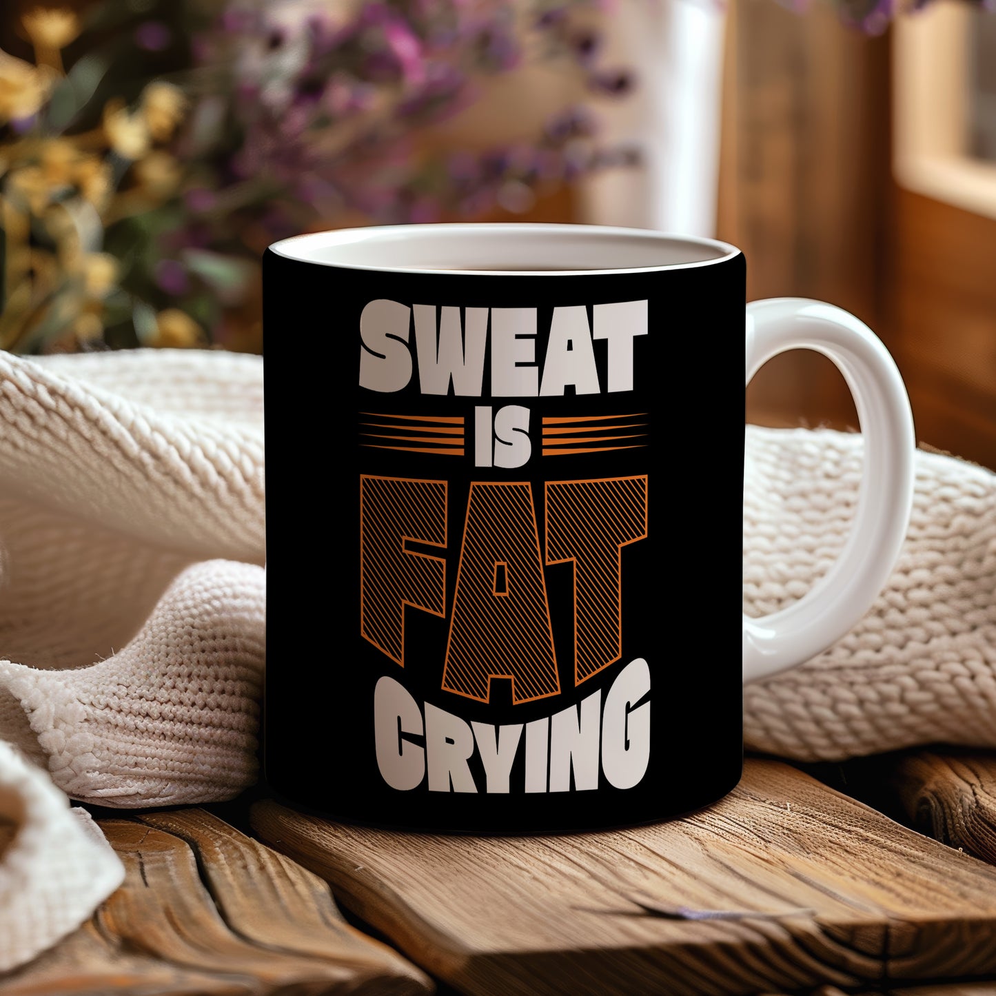 Hrnek s motivačním citátem – Sweat is Fat