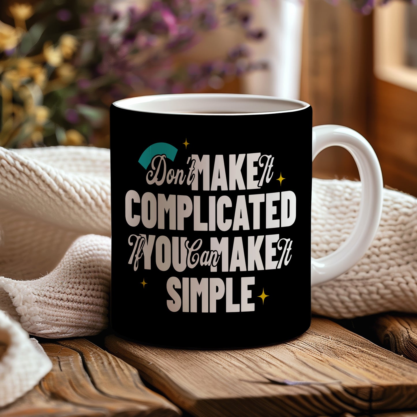 Hrnek s motivačním citátem – Don't Make It Complicated