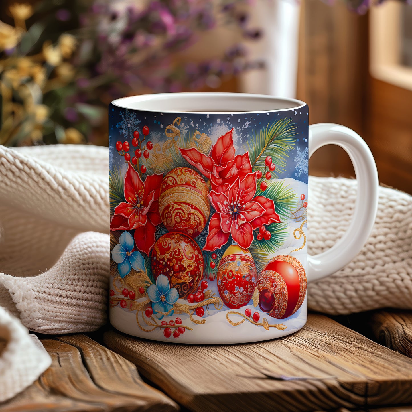 Vánoční hrnek s ozdobami – krásný design