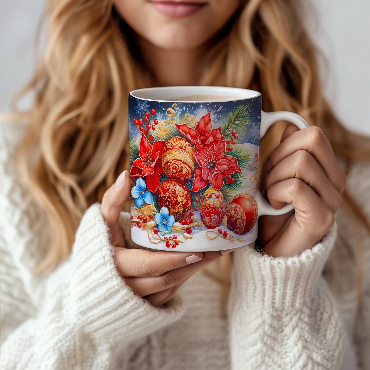 Vánoční hrnek s ozdobami – krásný design