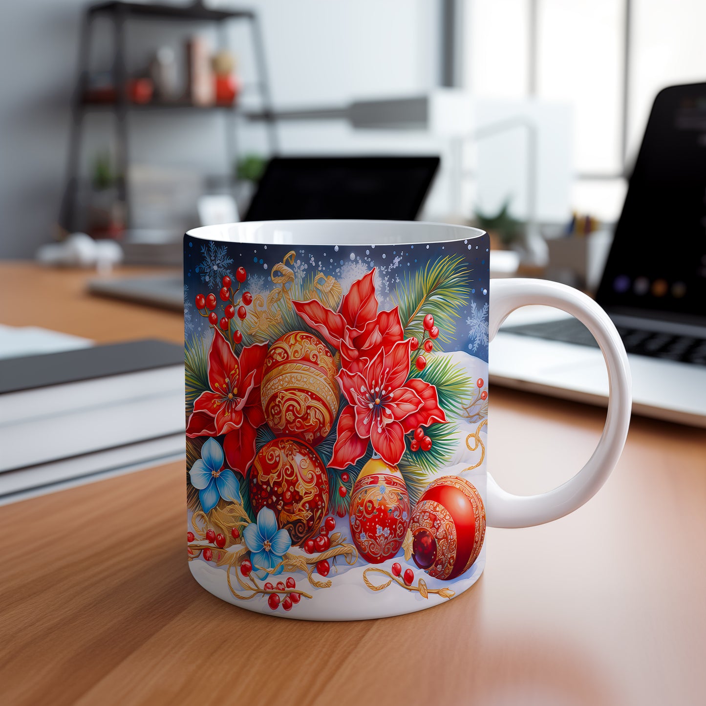 Vánoční hrnek s ozdobami – krásný design