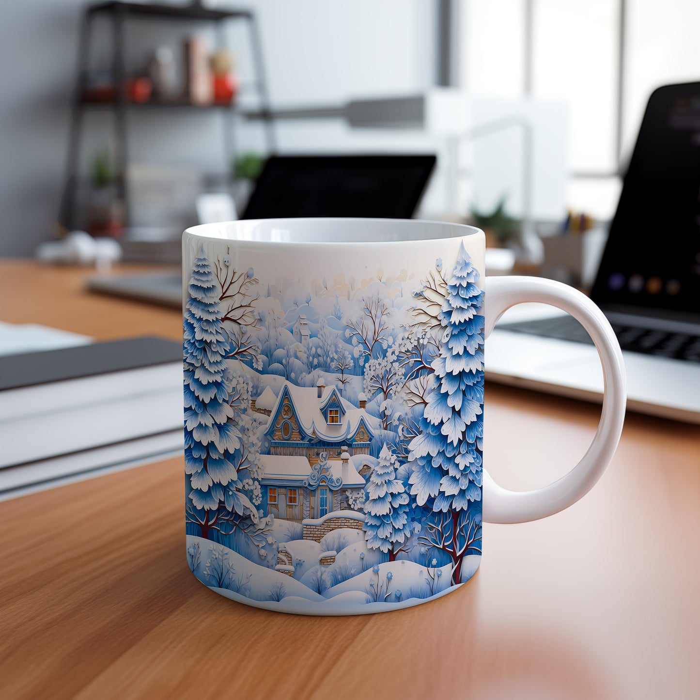 Vánoční hrnek se zimními vesnicemi – originální design