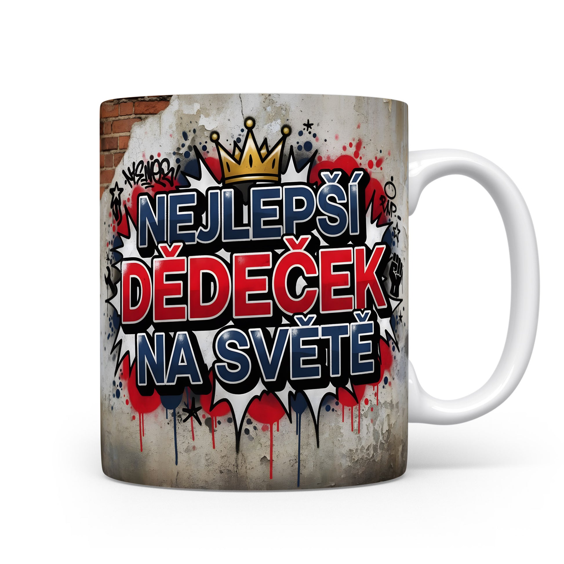 Hrnek s graffiti motivem a nápisem NEJLEPŠÍ DĚDEČEK NA SVĚTĚ.