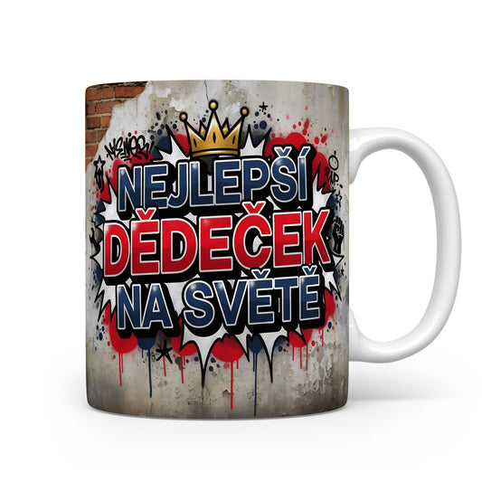 Hrnek s graffiti motivem a nápisem NEJLEPŠÍ DĚDEČEK NA SVĚTĚ.