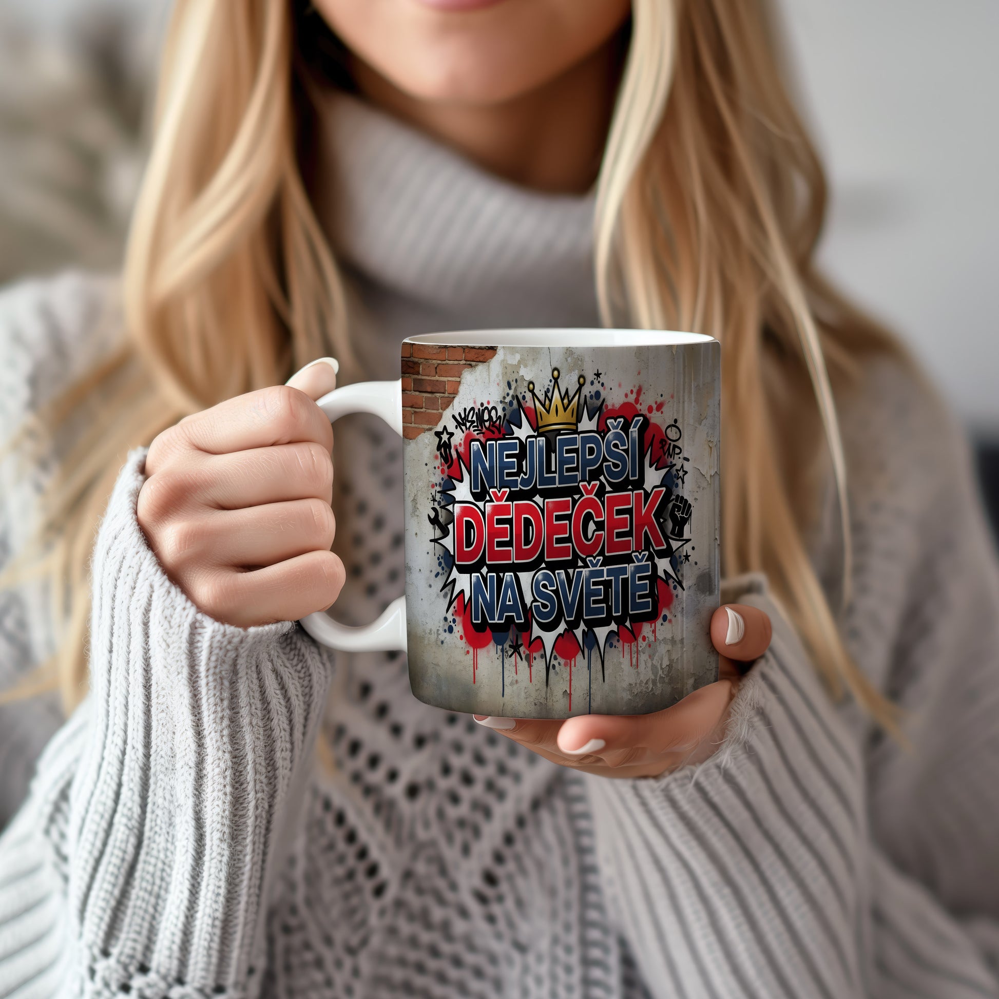 Hrnek s graffiti motivem a nápisem NEJLEPŠÍ DĚDEČEK NA SVĚTĚ.