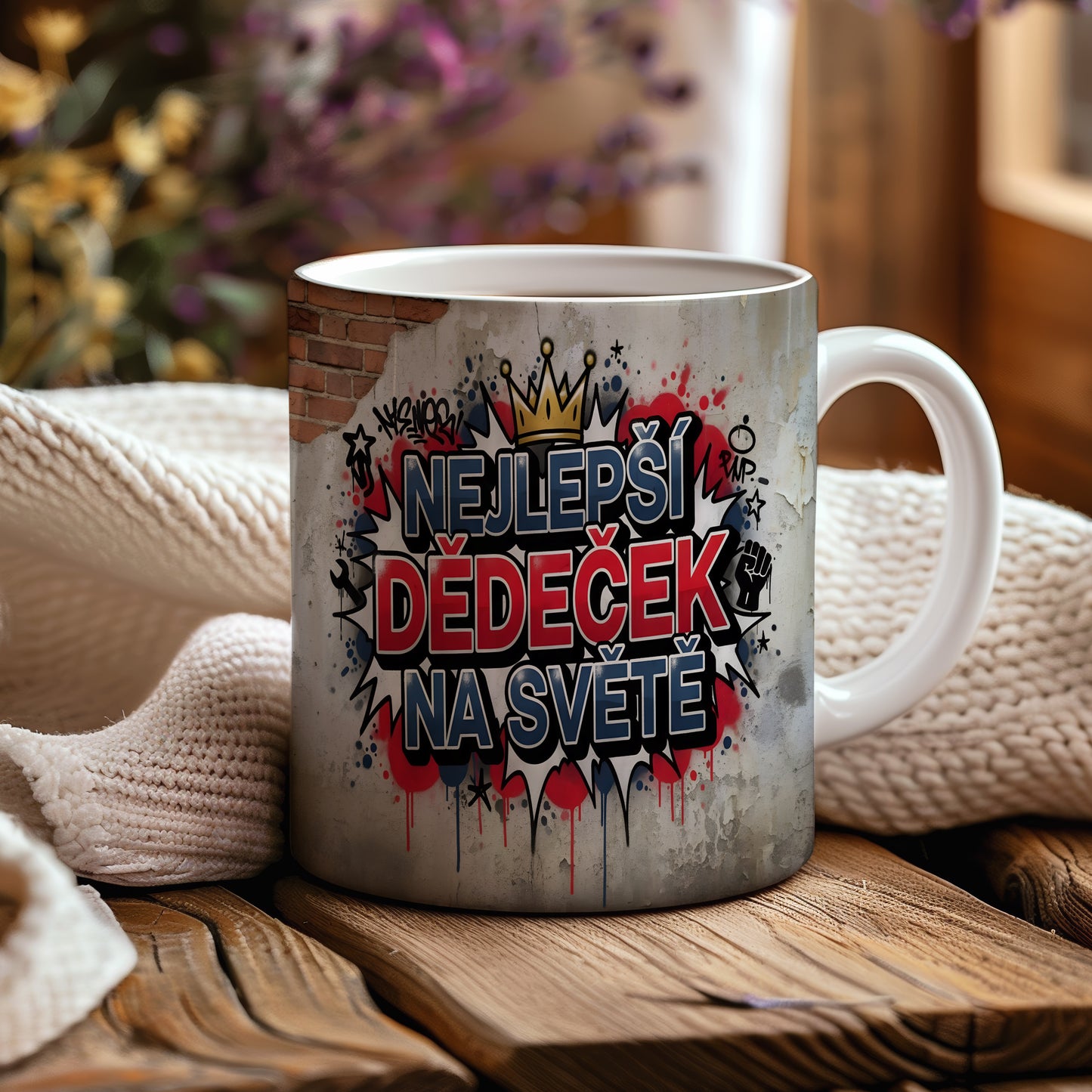 Hrnek s graffiti motivem a nápisem NEJLEPŠÍ DĚDEČEK NA SVĚTĚ.