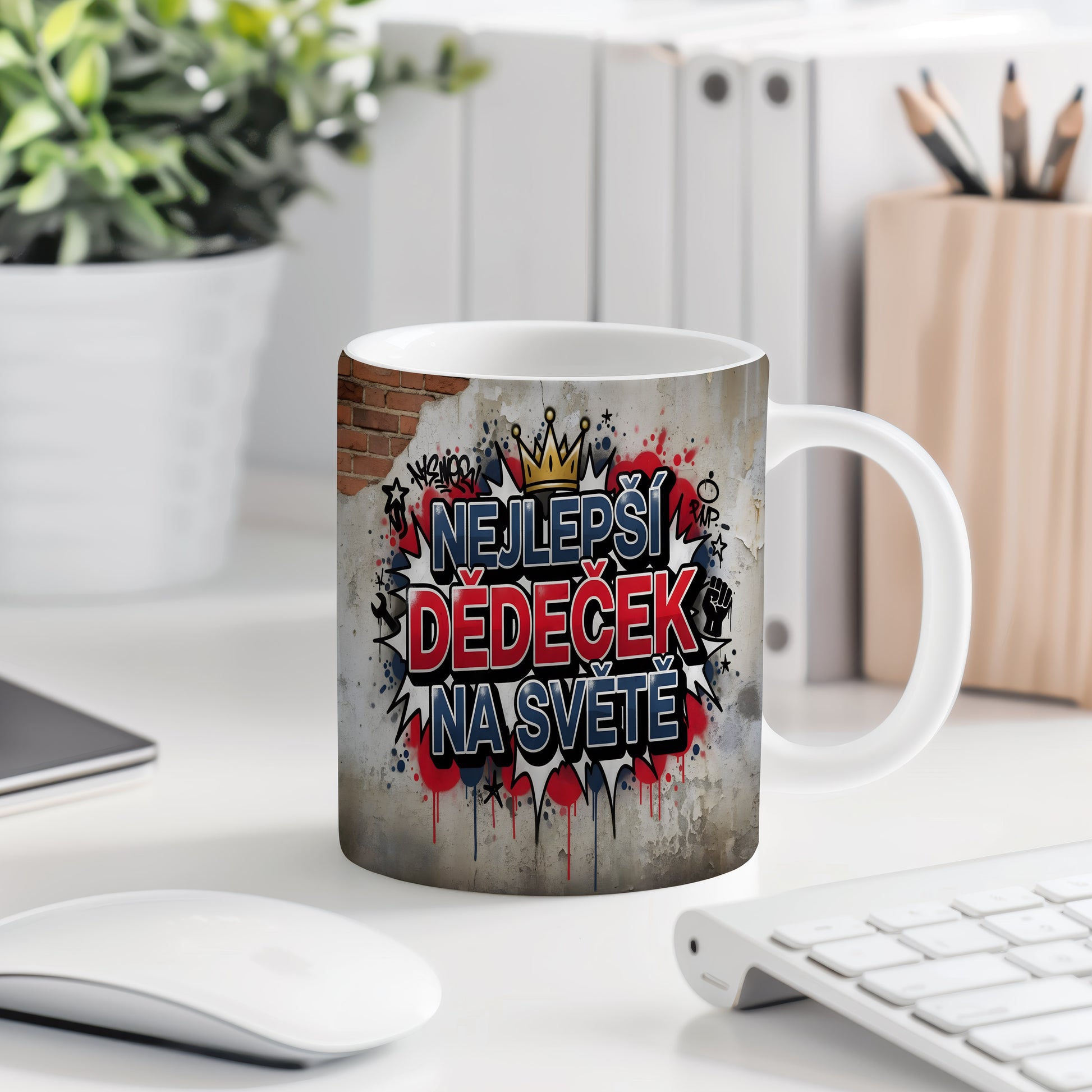 Hrnek s graffiti motivem a nápisem NEJLEPŠÍ DĚDEČEK NA SVĚTĚ.