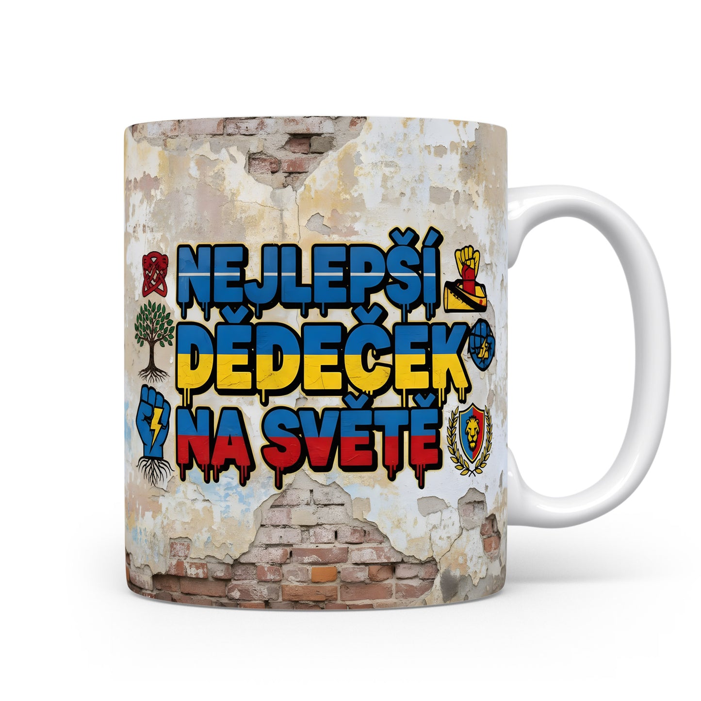 Hrnek s nápisem NEJLEPŠÍ DĚDEČEK NA SVĚTĚ v moderním street art stylu.