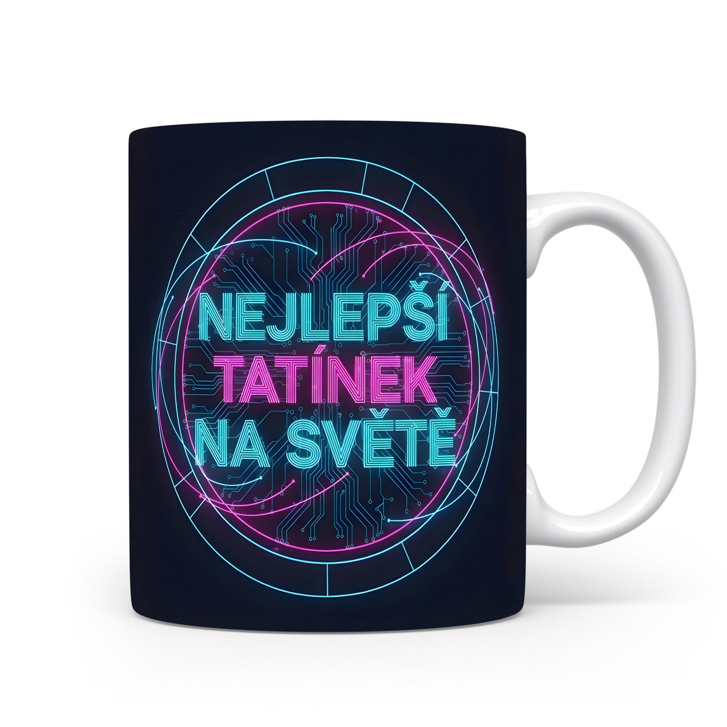 Hrnek s nápisem NEJLEPŠÍ TATÍNEK NA SVĚTĚ v moderním stylu.