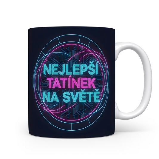 Hrnek s nápisem NEJLEPŠÍ TATÍNEK NA SVĚTĚ v moderním stylu.